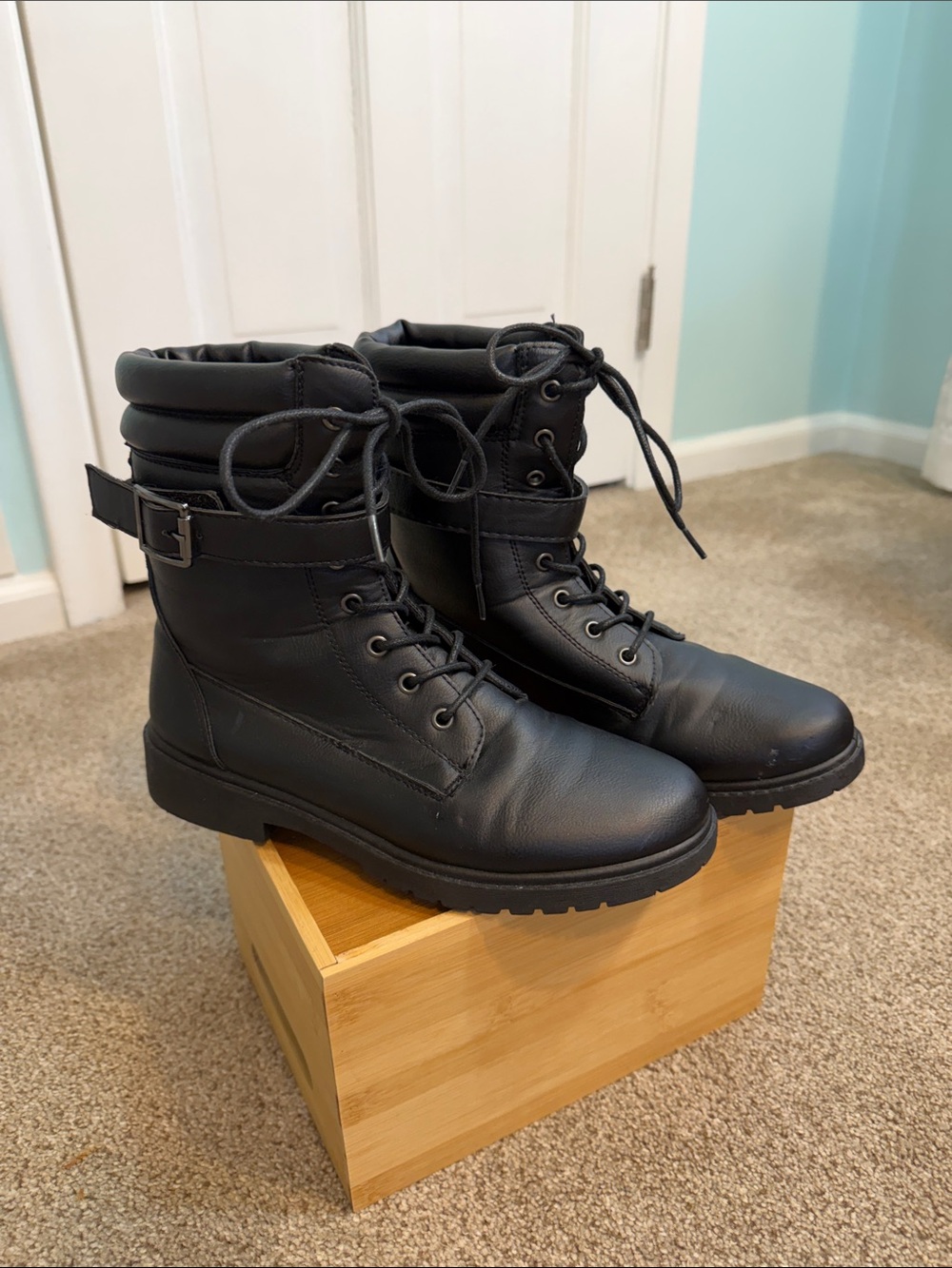 Wanted Black Combat Moto Boots